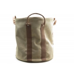 SAC DE PLAGE HERMES ROND 50 CM XL EN TOILE BEIGE & MARRON ROUND BEACH BAG 2200