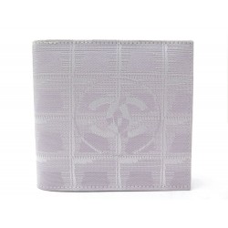 NEUF PORTEFEUILLE CHANEL LIGNE CROISIERE LOGO CC PORTE MONNAIE TOILE VIOLET 450€