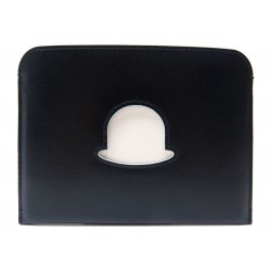 NEUF PORTE MONNAIE DELVAUX TROMPE L OEIL CHAPEAU MELON EN CUIR NOIR + BOITE 500€