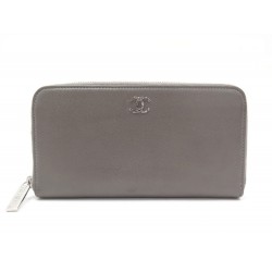 PORTEFEUILLE CHANEL LOGO CC EN CUIR GRAINE GRIS PORTE MONNAIE WALLET 990€