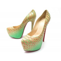 CHAUSSURES CHRISTIAN LOUBOUTIN DAFFODILE CUIR PYTHON MENTHE 39 ESCARPINS 1720€