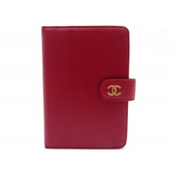 NEUF PORTE AGENDA CHANEL EN CUIR ROUGE NEW RED LEATHER DIARY HOLDER 445€