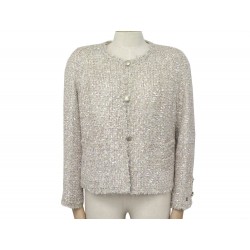 NEUF VESTE CHANEL P25565 BOUTONS LOGO CC 40 M EN TWEED BEIGE NEW JACKET 4200€