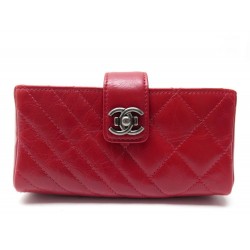 NEUF PORTEFEUILLE CHANEL O-MINI POCHETTE A80470 PORTE MONNAIE EN CUIR ROUGE 670€