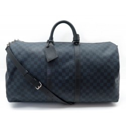 SAC DE VOYAGE LOUIS VUITTON KEEPALL 55 BANDOULIERE TOILE DAMIER COBALT BAG 1360€