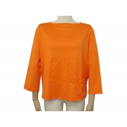 NEUF TSHIRT HERMES MARINIERE POCHE BRODEE 890634D4MI 36 S EN COTON ORANGE 450€