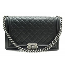 NEUF SAC A MAIN CHANEL GRAND BOY A92193 BANDOULIERE EN CUIR NOIR BAG PURSE 4650€