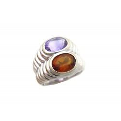 BAGUE BULGARI SERPENTI GODRON T 48 EN OR BLANC 18K AMETHYSTE CITRINE RING 2500€