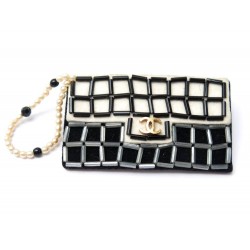 COLLECTOR BROCHE CHANEL SAC TIMELESS 2.55 FEUTRINE NOIR PERLE BAG BROOCH 490€