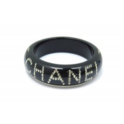 BRACELET CHANEL JONC TAILLE 18 EN RESINE NOIR ET STRASS BLACK BANGLE JEWEL 545€