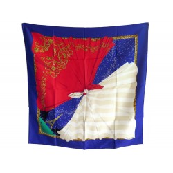 NEUF FOULARD HERMES SOUVENIRS DE PARIS SOIE BLEU MCCONNICO NEW SILK SCARF 370€