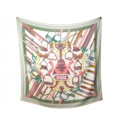 CHALE HERMES DUO D'ETRIERS 140 CM CACHEMIRE & SOIE VERT ROSE FOULARD SHAWL 945€