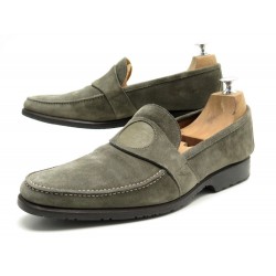 CHAUSSURES HERMES MOCASSINS 42.5 IT 43 FR EN DAIM KAKI SUEDE LOAFERS SHOES 680€