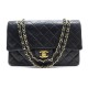 VINTAGE SAC A MAIN CHANEL TIMELESS BANDOULIERE CUIR NOIR LEATHER HAND BAG 4800