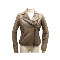 BLOUSON VESTE GERARD DAREL FEMME 36 S PERFECTO EN CUIR TAUPE LEATHER JACKET 495