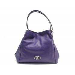 SAC A MAIN COACH EDIE EN CUIR GRAINE VIOLET PURPLE LEATHER SHOULDER HANDBAG 395€