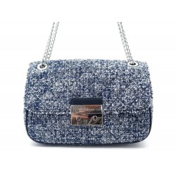 NEUF SAC A MAIN MICHAEL KORS SLOAN 30H6SSLL3C BANDOULIERE EN TWEED BLEU BAG 270€