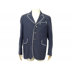 NEUF VESTE DE COSTUME DROITE ARNYS T 52 L EN LIN ET SOIE BLEU LINEN JACKET 1500€