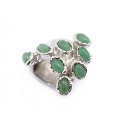 BAGUE YVES SAINT LAURENT ARTY DOTS T 51 EN METAL ARGENTE ET RESINE VERTE RING