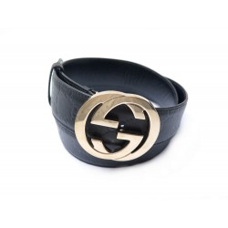 CEINTURE GUCCI GUCCISSIMA BOUCLE GG 114876 T85 CUIR MONOGRAMME NOIR BELT 295€