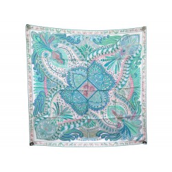 NEUF FOULARD HERMES LE JARDIN DE LA MAHARANI FAIVRE EN SOIE TURQUOISE SCARF 370€