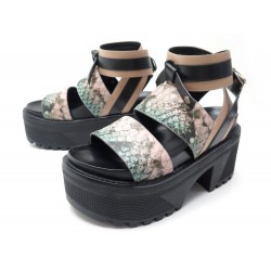 NEUF CHAUSSURES LOUIS VUITTON GAMBLE DIVA PLATFORM 38 SANDALES COMPENSEES 1220€