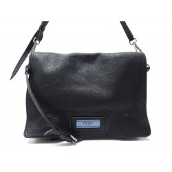 SAC A MAIN PRADA ETIQUETTE CUIR NOIR 