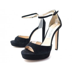 NEUF CHAUSSURES JIMMY CHOO PATTIE 130 SANDALES A TALONS 39 IT 40 FR NOIR 650€