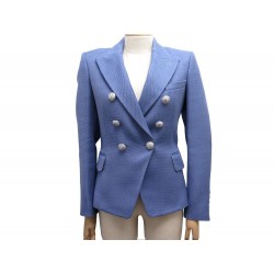 NEUF VESTE BALMAIN 127211 TAILLE 36 S EN VISCOSE BLEU NEW BLUE JACKET 1600€