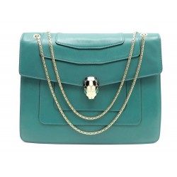 SAC A MAIN BULGARI SERPENTI FOREVER FLAP COVER 34563 CUIR VERT BANDOULIERE 1850€