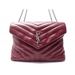 SAC A MAIN SAINT LAURENT LOULOU MEDIUM 487216 BANDOULIERE EN CUIR BORDEAUX 1790€