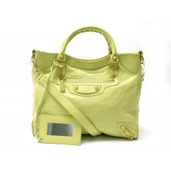 SAC A MAIN BALENCIAGA GIANT 12 VELO 282010 BANDOULIERE CUIR VERT FLUO BAG 1750€