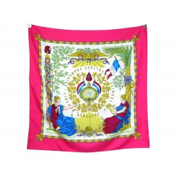 NEUF FOULARD HERMES 1789 LIBERTE EGALITE FRATERNITE SOIE FUSHIA BOITE SCARF 370€