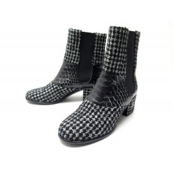 NEUF BOTTINES CHANEL G30161 SHORT BOOTS 38 TWEED CUIR DE PYTHON BOITE SAC 1500€