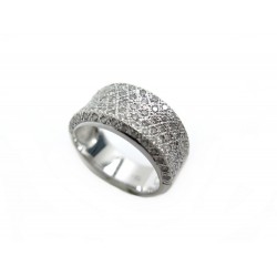 BAGUE LARGE TAILLE 50 EN OR BLANC 18K 6 GR SERTIE DE 101 DIAMANTS 0.25 CT RING