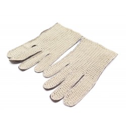 NEUF GANTS HERMES TAILLE 8.5 EN CUIR & CROCHET DE COTON MARRON & BEIGE 615€