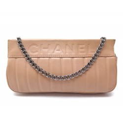 SAC A MAIN CHANEL POCHETTE EN CUIR BEIGE LEATHER SHOULDER HAND BAG PURSE 2600€