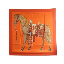 NEUF FOULARD HERMES MON PETIT CHEVAL MEXICAIN KAMINSKI CARRE 90 SOIE ORANGE 370€