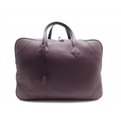 NEUF SAC DE VOYAGE A MAIN HERMES VICTORIA 50 CUIR TOGO RAISIN TRAVEL BAG 4500€