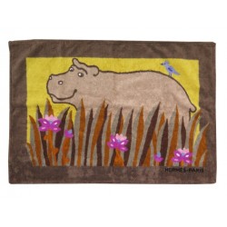 NEUF SERVIETTE DE BAIN PLAGE HERMES EN COTON MARRON 66 X 96 CM BEACH TOWEL 295€