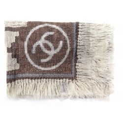 NEUF FOULARD CHANEL EN CACHEMIRE LOGO CC 