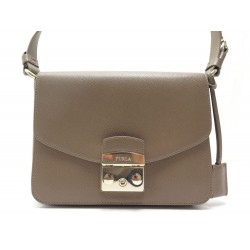 SAC A MAIN FURLA METROPOLIS G6403 BANDOULIERE EN CUIR GRAINE TAUPE HANDBAG 320€