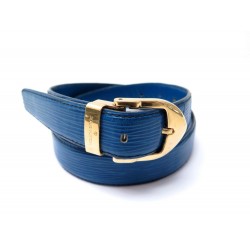 CEINTURE LOUIS VUITTON T 56 A 75 EN CUIR EPI BLEU BOUCLE METAL DORE BELT 410€