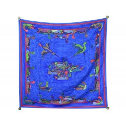 FOULARD HERMES MARE AU CANARDS SOIE BLEU 