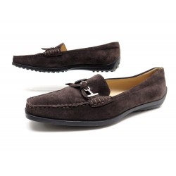  NEUF CHAUSSURES MOCASSINS TOD'S DAIM MARRON 39 