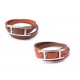 BRACELET HERMES BEHAPI DOUBLE TOUR 15 A 17 CM CUIR ET METAL ARGENTE JEWEL 295€