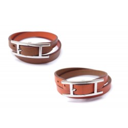 NEUF BRACELET HERMES HAPI DOUBLE TOUR CUIR 