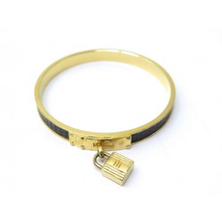 BRACELET HERMES CADENAS KELLY METAL DORE ET LEZARD 