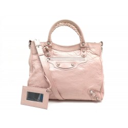 SAC A MAIN BALENCIAGA GIANT 12 VELO 182010 BANDOULIERE EN CUIR ROSE POUDRE 1750€