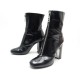 CHAUSSURES HERMES BOTTINES ZIPPE 39.5 CUIR VERNI NOIR +BOITE LEATHER BOOTS 1100€